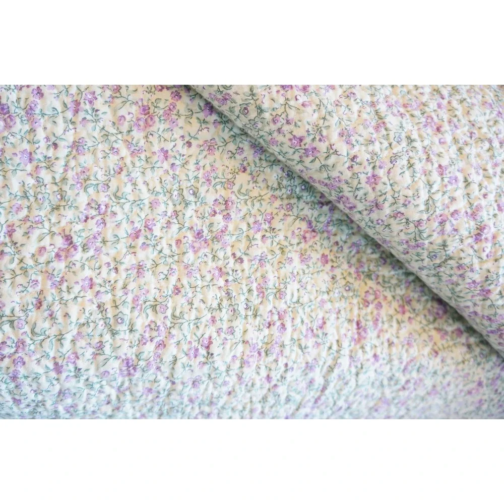 GC Laura Ashley Floral Quilt Cream Purple Green Cottagecore Throw Blanket‎